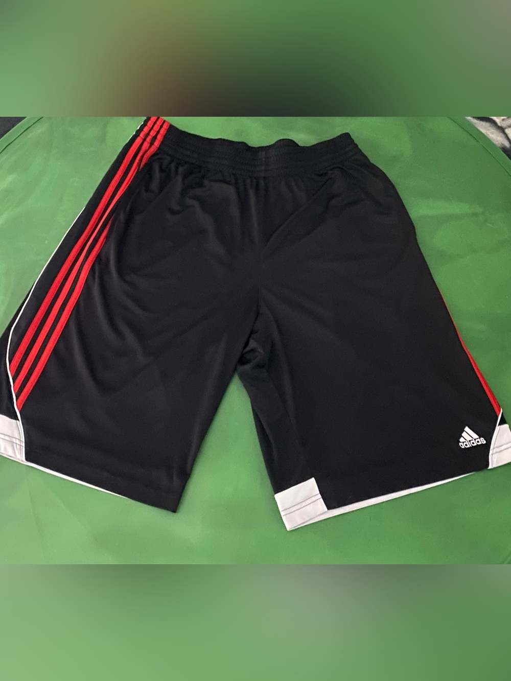 adidas Men’s Black Athletic Shorts with Red Stripes - Picture 1 of 4